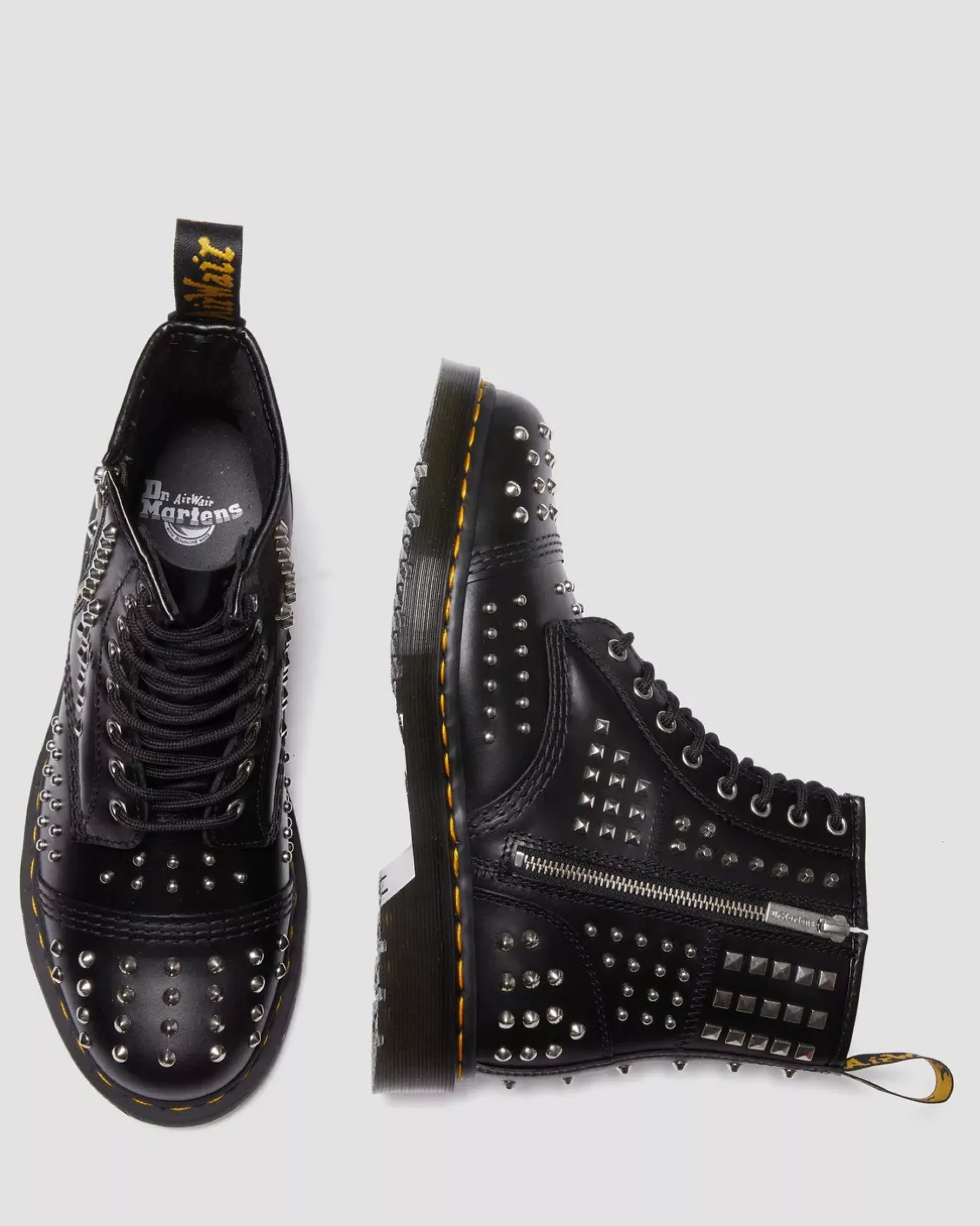 Originals|Ankle Boots>Dr. Martens 1460 Studded Zip Atlas Leather Lace Up Boots Black — Atlas