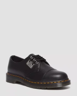 Originals|Shoes>Dr. Martens 1461 Toe Plate Lunar Leather Oxford Shoes Black — Milled Nappa