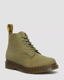 Originals|Ankle Boots>Dr. Martens 101 Tumbled Nubuck Leather Ankle Boots Muted Olive — Tumbled Nubuck
