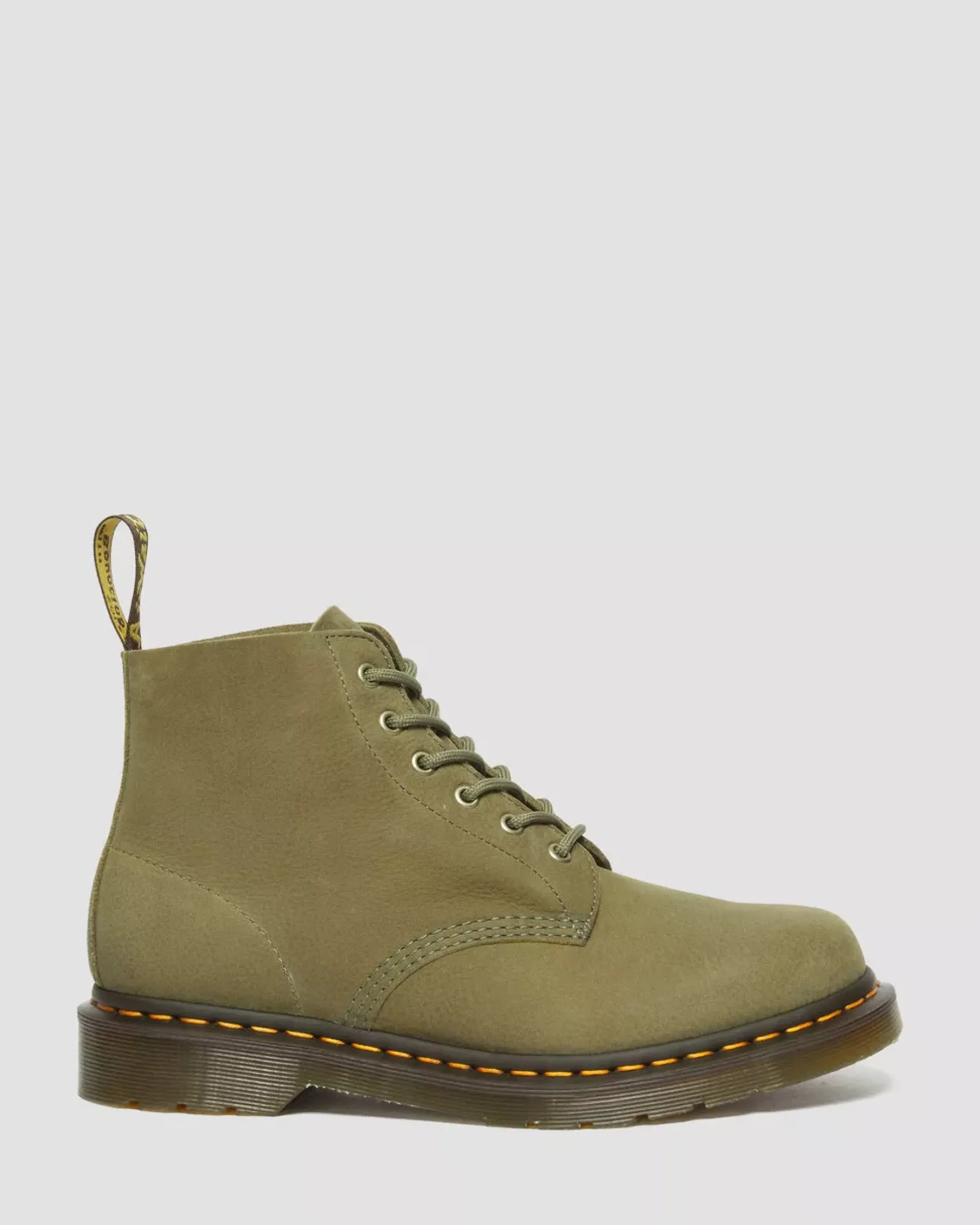 Originals|Ankle Boots>Dr. Martens 101 Tumbled Nubuck Leather Ankle Boots Muted Olive — Tumbled Nubuck