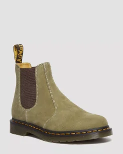 Originals|Boots>Dr. Martens 2976 Tumbled Nubuck Leather Chelsea Boots Muted Olive — Tumbled Nubuck