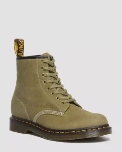 Originals|Ankle Boots>Dr. Martens 1460 Tumbled Nubuck Leather Lace Up Boots Muted Olive — Tumbled Nubuck