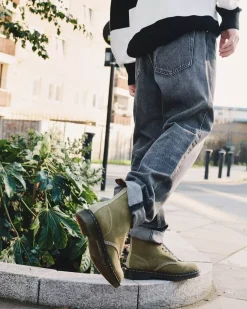 Originals|Ankle Boots>Dr. Martens 1460 Tumbled Nubuck Leather Lace Up Boots Muted Olive — Tumbled Nubuck
