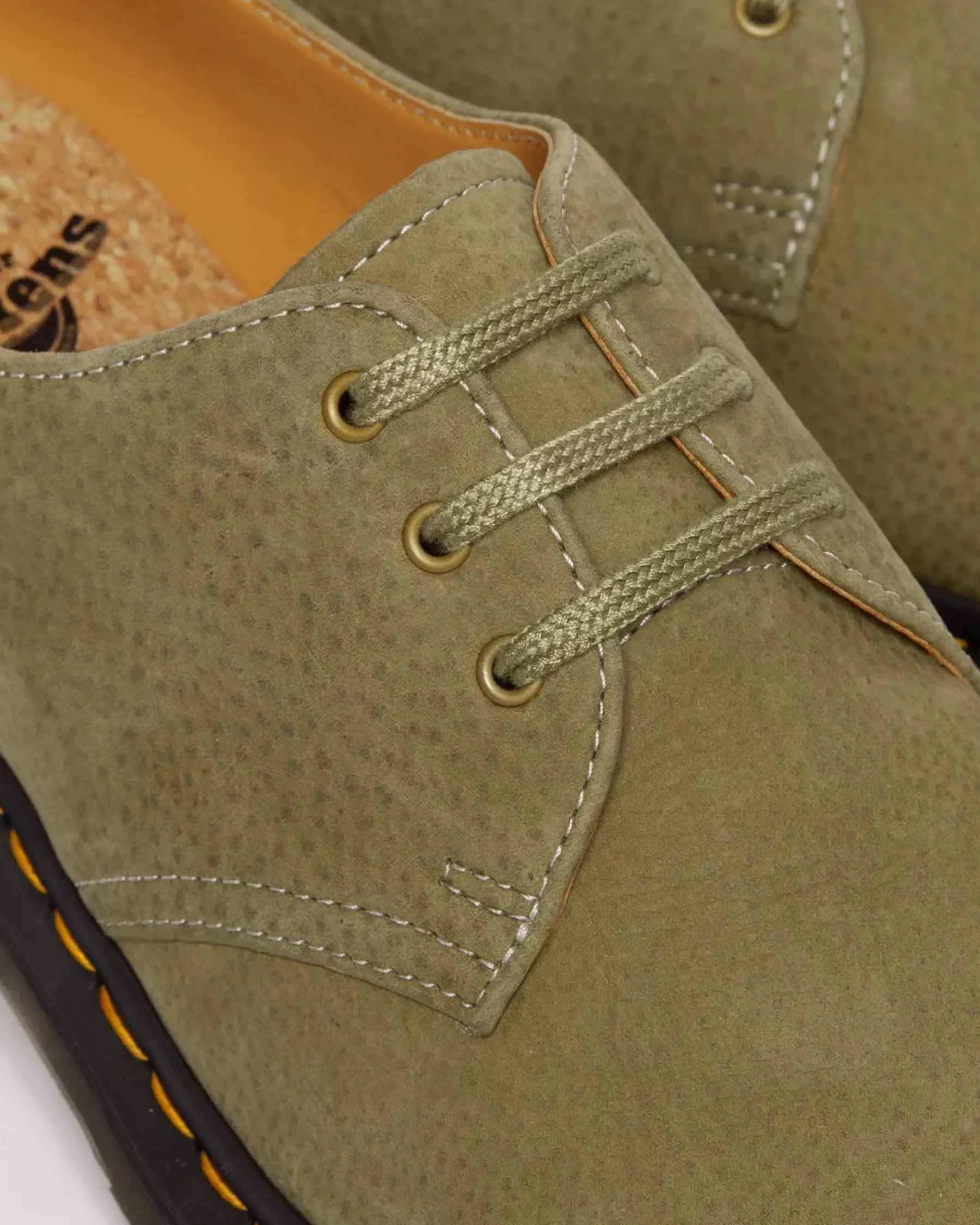 Originals|Shoes>Dr. Martens 1461 Tumbled Nubuck Leather Oxford Shoes Muted Olive — Tumbled Nubuck