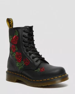 Bestsellers|Originals>Dr. Martens 1460 Vonda Floral Leather Lace Up Boots Black — Softy T