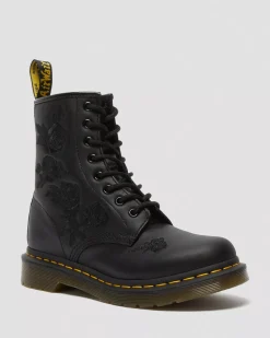 Originals|Ankle Boots>Dr. Martens 1460 Vonda Mono Women's Floral Boots Black — Softy T