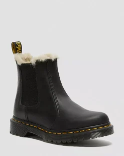 Bestsellers|Chelsea Boots>Dr. Martens 2976 Women's Faux Fur Lined Chelsea Boots Black — Burnished Wyoming