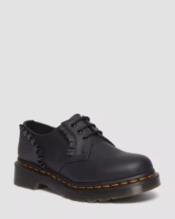 Sale>Dr. Martens 1461 Women's Frill Nappa Leather Oxford Shoes Black — Nappa Leather