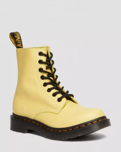 Sale|Originals>Dr. Martens 1460 Women's Pascal Black Eyelet Lace Up Boots Lemon Yellow — Virginia