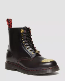 Originals|Ankle Boots>Dr. Martens 1460 Year of the Dragon Leather Lace Up Boots Black+Red+Black — Smooth Slice+Hair On