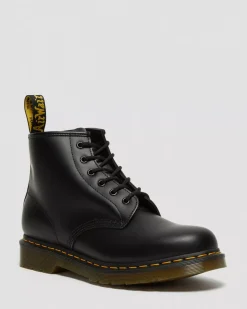 Originals|Ankle Boots>Dr. Martens 101 Yellow Stitch Smooth Leather Ankle Boots Black — Smooth Leather