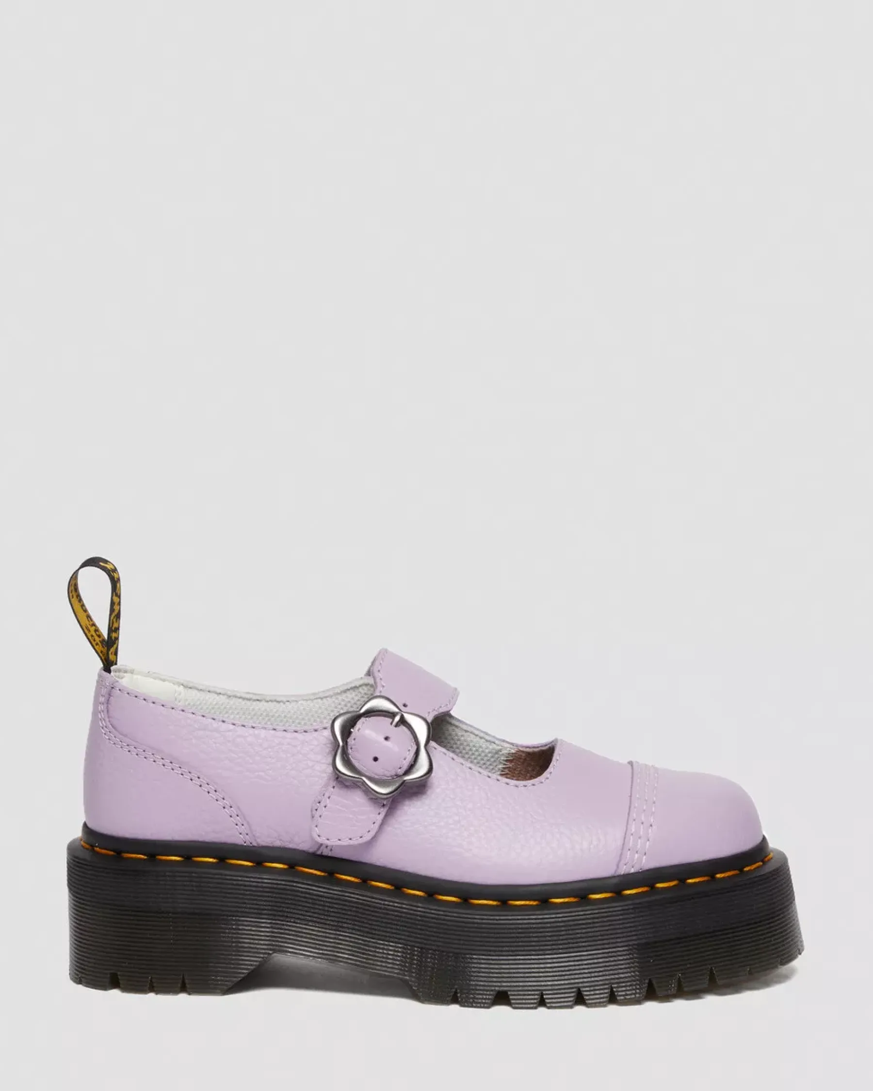Sale|Platform Shoes>Dr. Martens Addina Flower Buckle Leather Platform Shoes Lilac — Milled Nappa