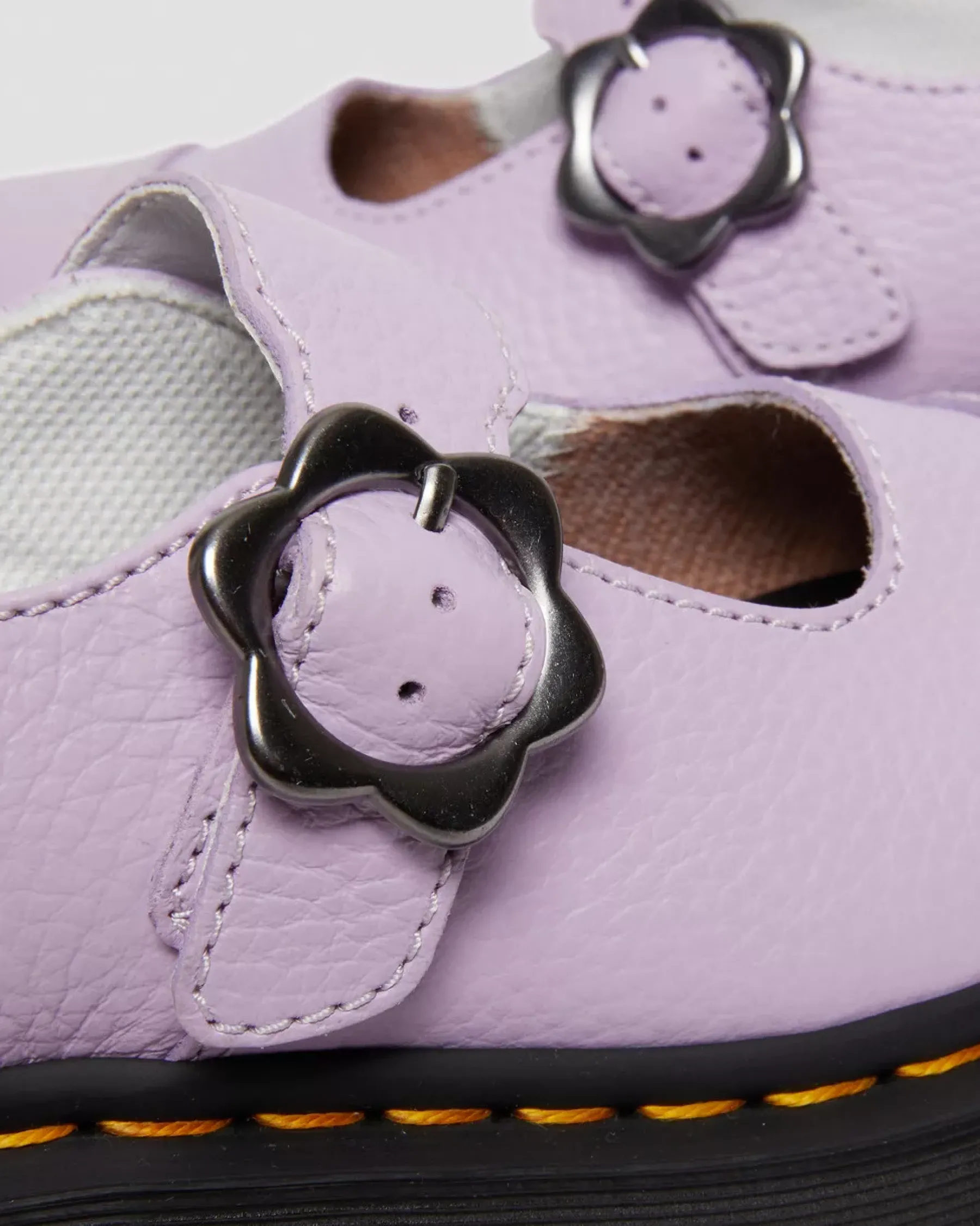 Sale|Platform Shoes>Dr. Martens Addina Flower Buckle Leather Platform Shoes Lilac — Milled Nappa