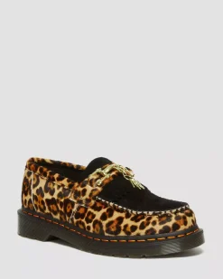 Originals|Shoes>Dr. Martens Adrian Hair-On Leopard Print Snaffle Loafers Archive Leopard + Black — Hair On+Desert Oasis Suede