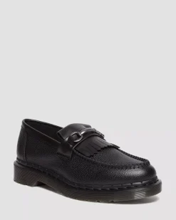 Originals|Shoes>Dr. Martens Adrian Snaffle Pebble Grain Leather Kiltie Loafers BLACK