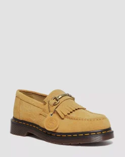 Sale|Originals>Dr. Martens Adrian Snaffle Repello Emboss Suede Kiltie Loafers AUTUMN SPICE — Repello Calf Suede Python Emboss