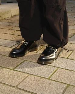 Bestsellers|Shoes>Dr. Martens Adrian Snaffle Smooth Leather Kiltie Loafers Black — Polished Smooth
