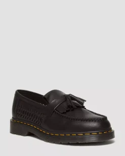 Originals|Shoes>Dr. Martens Adrian Woven Leather Tassel Loafers Black — Aniline
