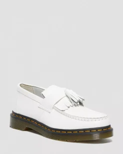 Sale|Originals>Dr. Martens Adrian Yellow Stitch Leather Tassel Loafers White — Smooth Leather