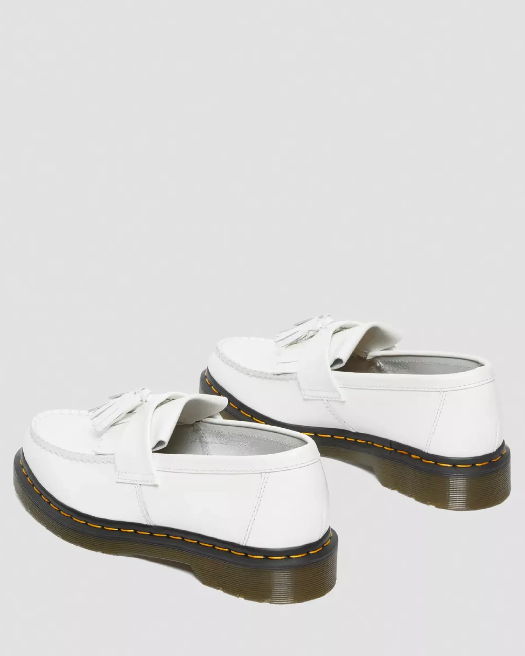 Sale|Originals>Dr. Martens Adrian Yellow Stitch Leather Tassel Loafers White — Smooth Leather
