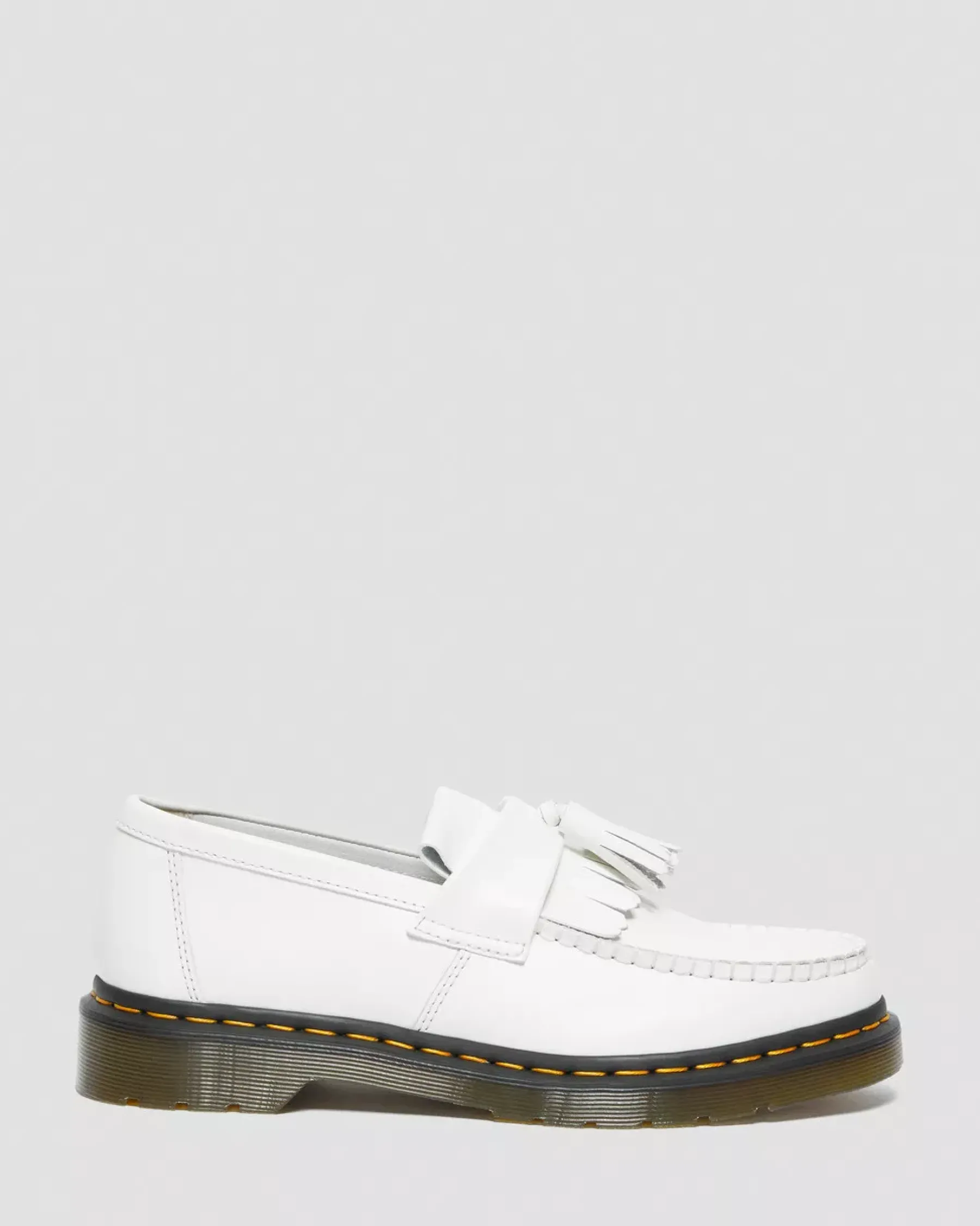 Sale|Originals>Dr. Martens Adrian Yellow Stitch Leather Tassel Loafers White — Smooth Leather