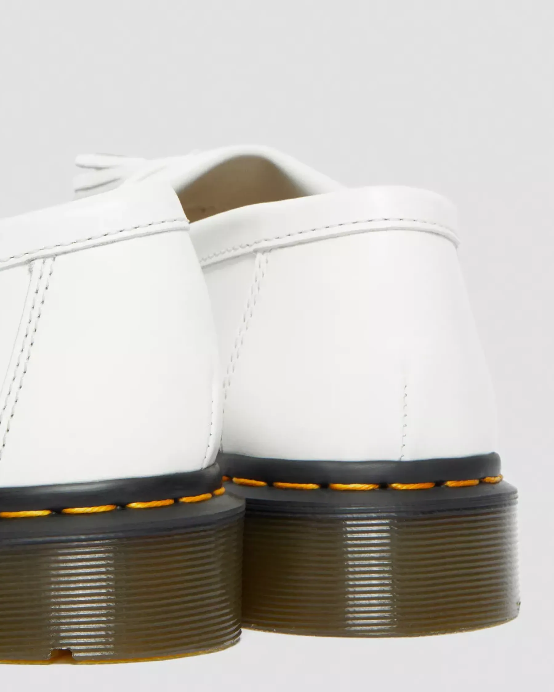 Sale|Originals>Dr. Martens Adrian Yellow Stitch Leather Tassel Loafers White — Smooth Leather