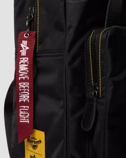 Accessories|Collaborations>Dr. Martens Alpha Industries Leather & Nylon Backpack Black