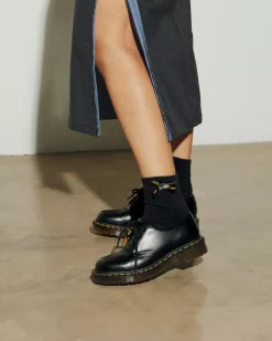Socks|Accessories>Dr. Martens Ankle Bow Organic Cotton Blend Socks Black — Cotton Blend