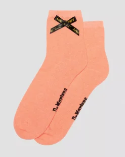 Socks|Accessories>Dr. Martens Ankle Bow Organic Cotton Blend Socks Coral — Cotton Blend