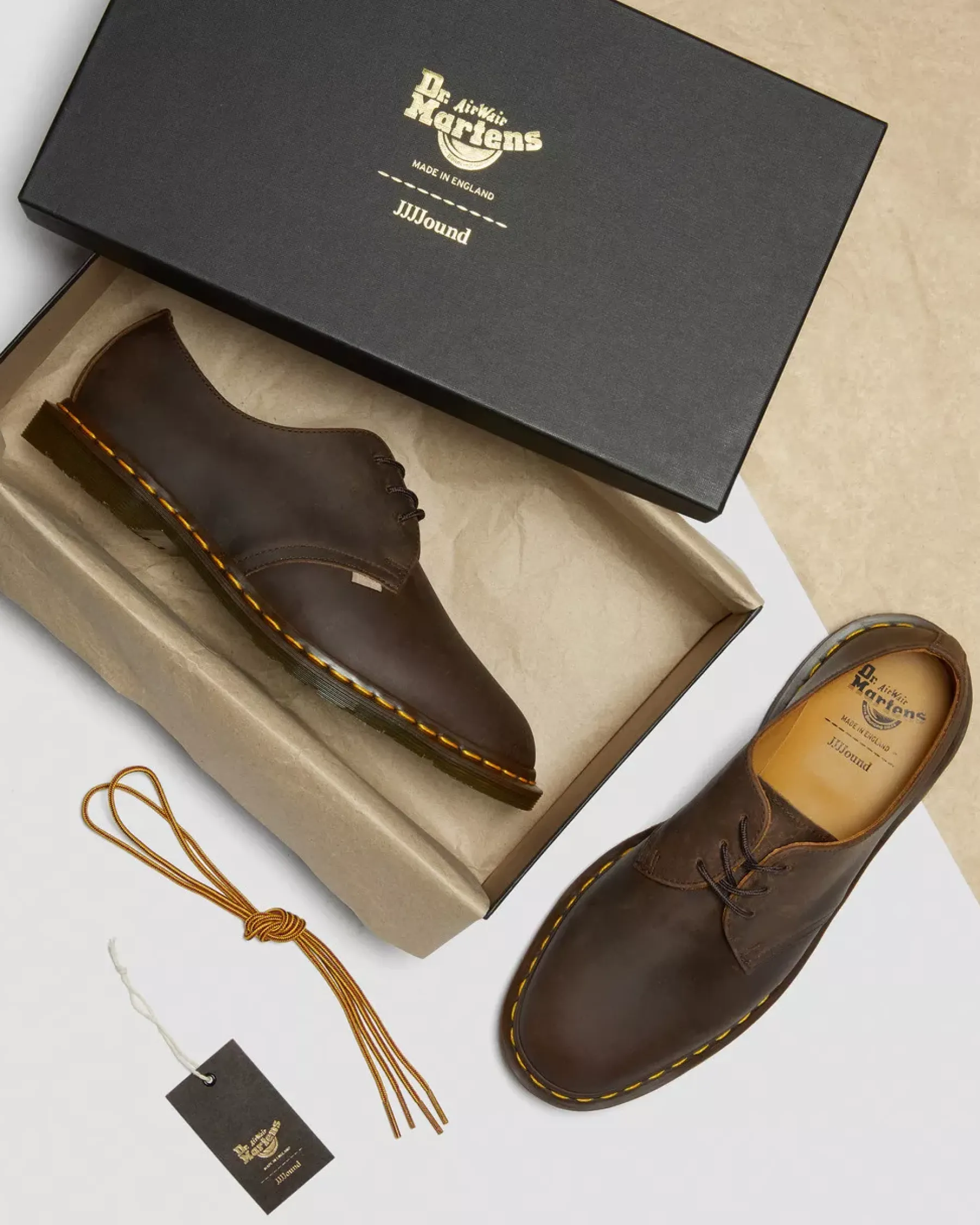 Sale|Oxfords>Dr. Martens Archie II JJJJound Crazy Horse Leather Lace Up Shoes Dark Brown — Crazy Horse