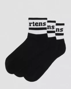 Socks|Accessories>Dr. Martens Athletic Logo Cotton Blend Short 3-Pack Socks Black — Cotton Blend