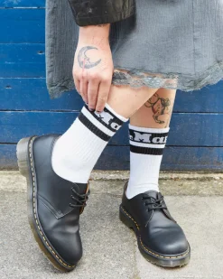 Socks|Accessories>Dr. Martens Athletic Logo Organic Cotton Blend Socks White+Black — Cotton Blend