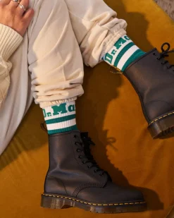 Socks|Accessories>Dr. Martens Athletic Logo Organic Cotton Blend Socks TEAL GREEN — Cotton Blend