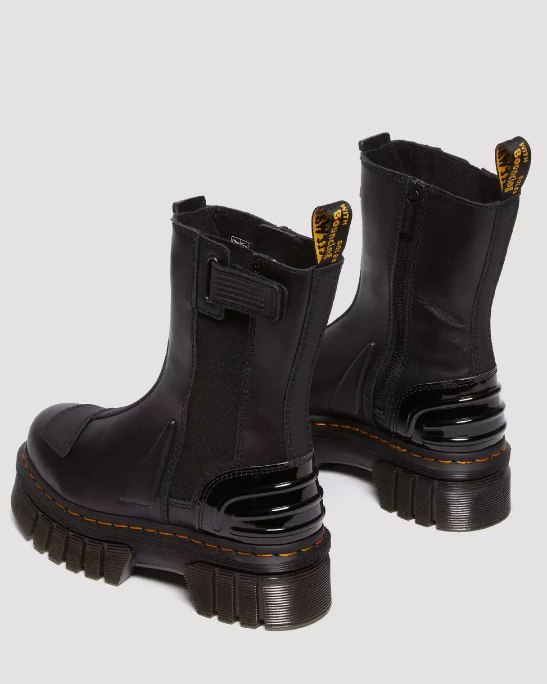 Platform Boots|Chelsea Boots>Dr. Martens Audrick Alternative Leather Chelsea Hi Platform Boots BLACK