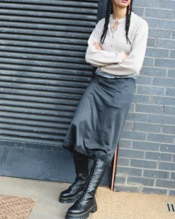 Platform Boots|Platforms>Dr. Martens Audrick 20-Eye Leather Knee High Platform Boots Black — Nappa Lux