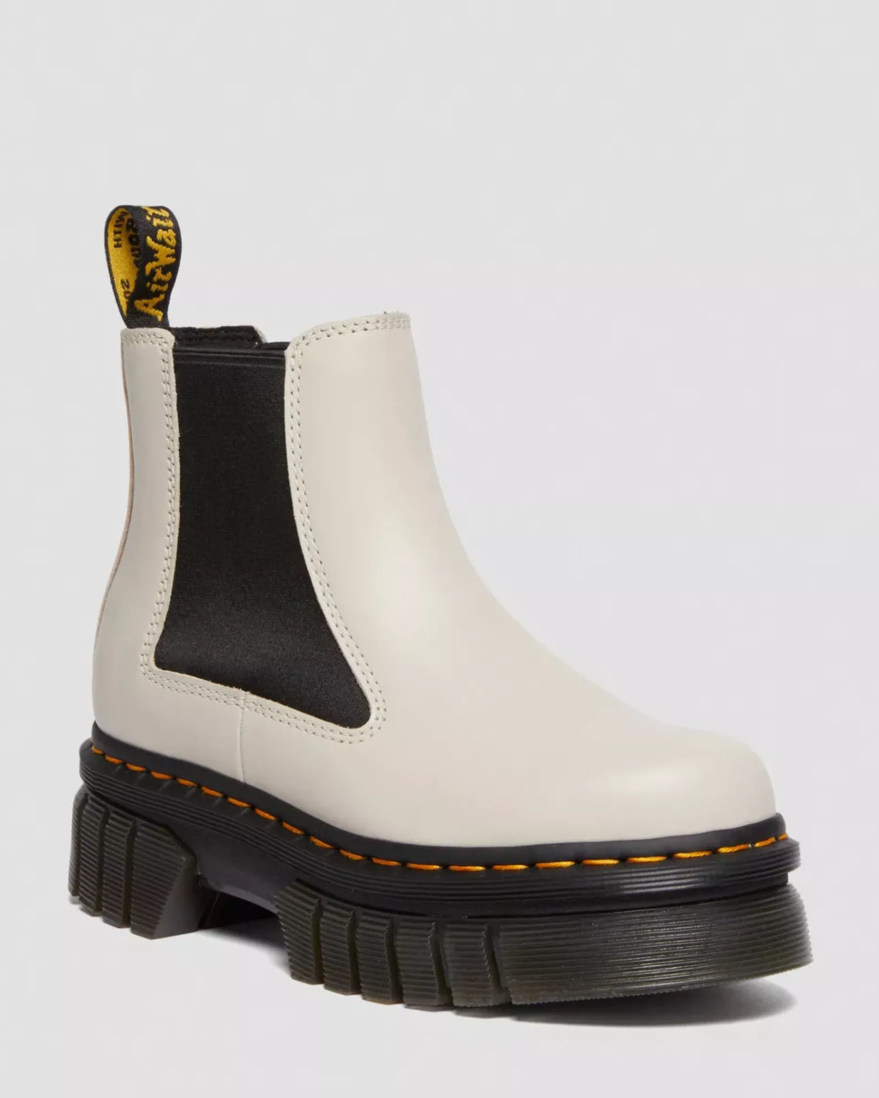 Platform Boots|Chelsea Boots>Dr. Martens Audrick Nappa Leather Platform Chelsea Boots Cobblestone Grey — Nappa Lux