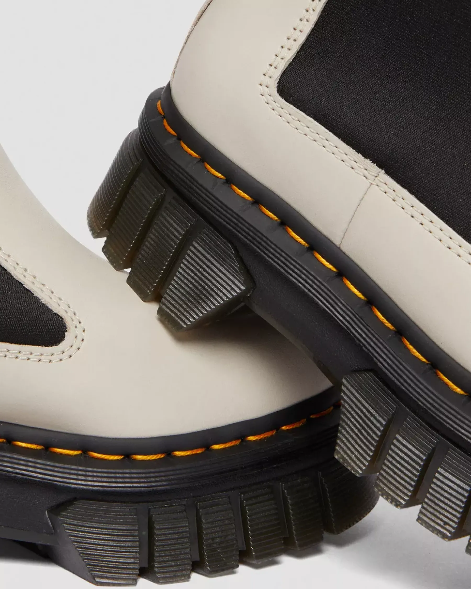 Platform Boots|Chelsea Boots>Dr. Martens Audrick Nappa Leather Platform Chelsea Boots Cobblestone Grey — Nappa Lux
