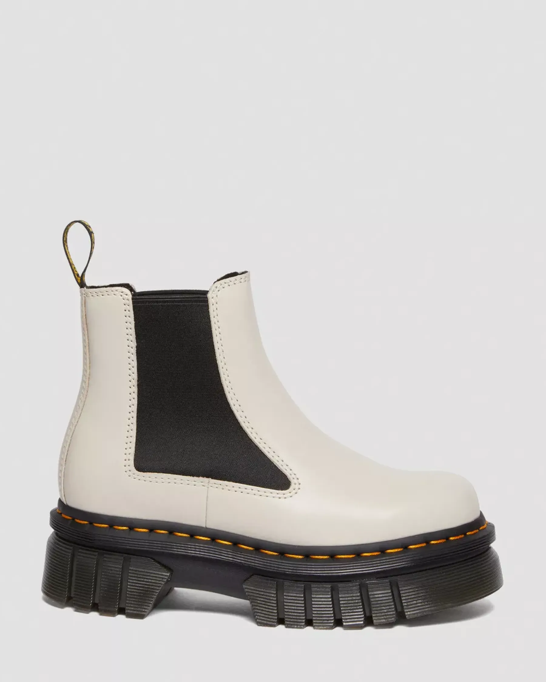 Platform Boots|Chelsea Boots>Dr. Martens Audrick Nappa Leather Platform Chelsea Boots Cobblestone Grey — Nappa Lux