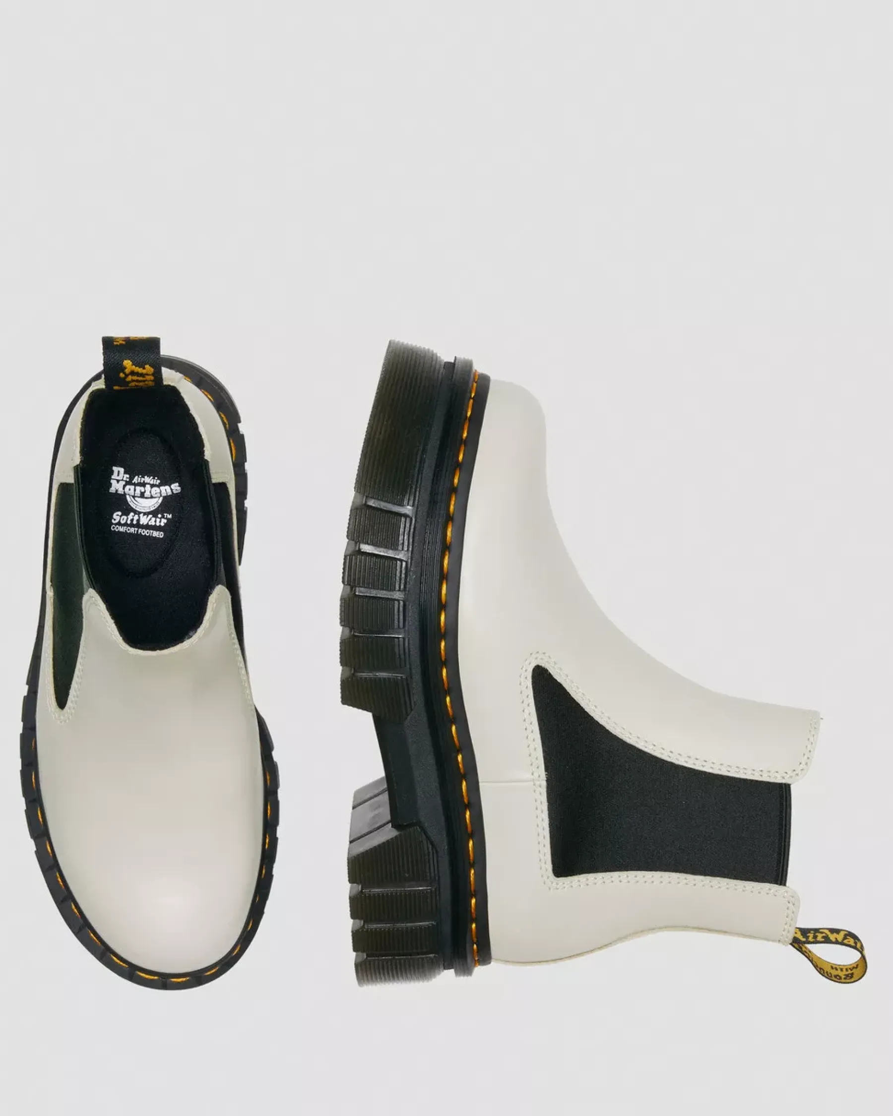 Platform Boots|Chelsea Boots>Dr. Martens Audrick Nappa Leather Platform Chelsea Boots Cobblestone Grey — Nappa Lux