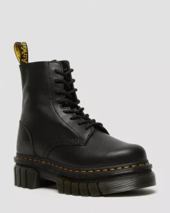 Platform Boots|Ankle Boots>Dr. Martens Audrick Nappa Leather Platform Ankle Boots Black — Nappa Lux