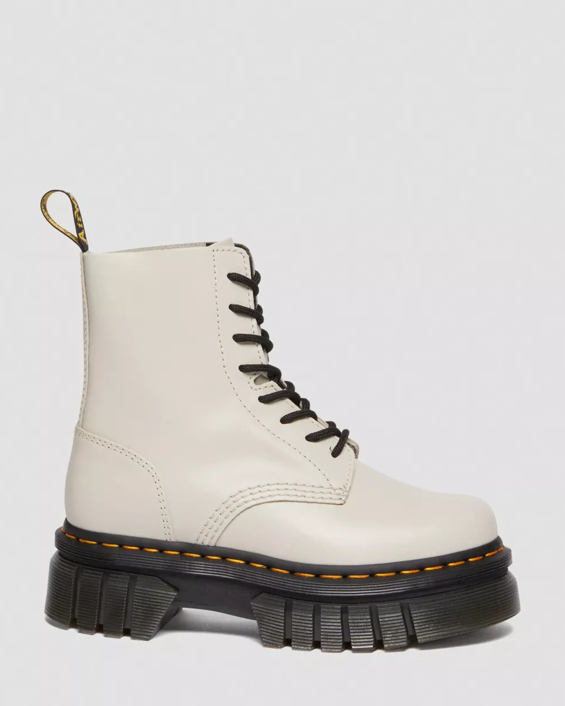 Platform Boots|Ankle Boots>Dr. Martens Audrick Nappa Leather Platform Ankle Boots Cobblestone Grey — Nappa Lux