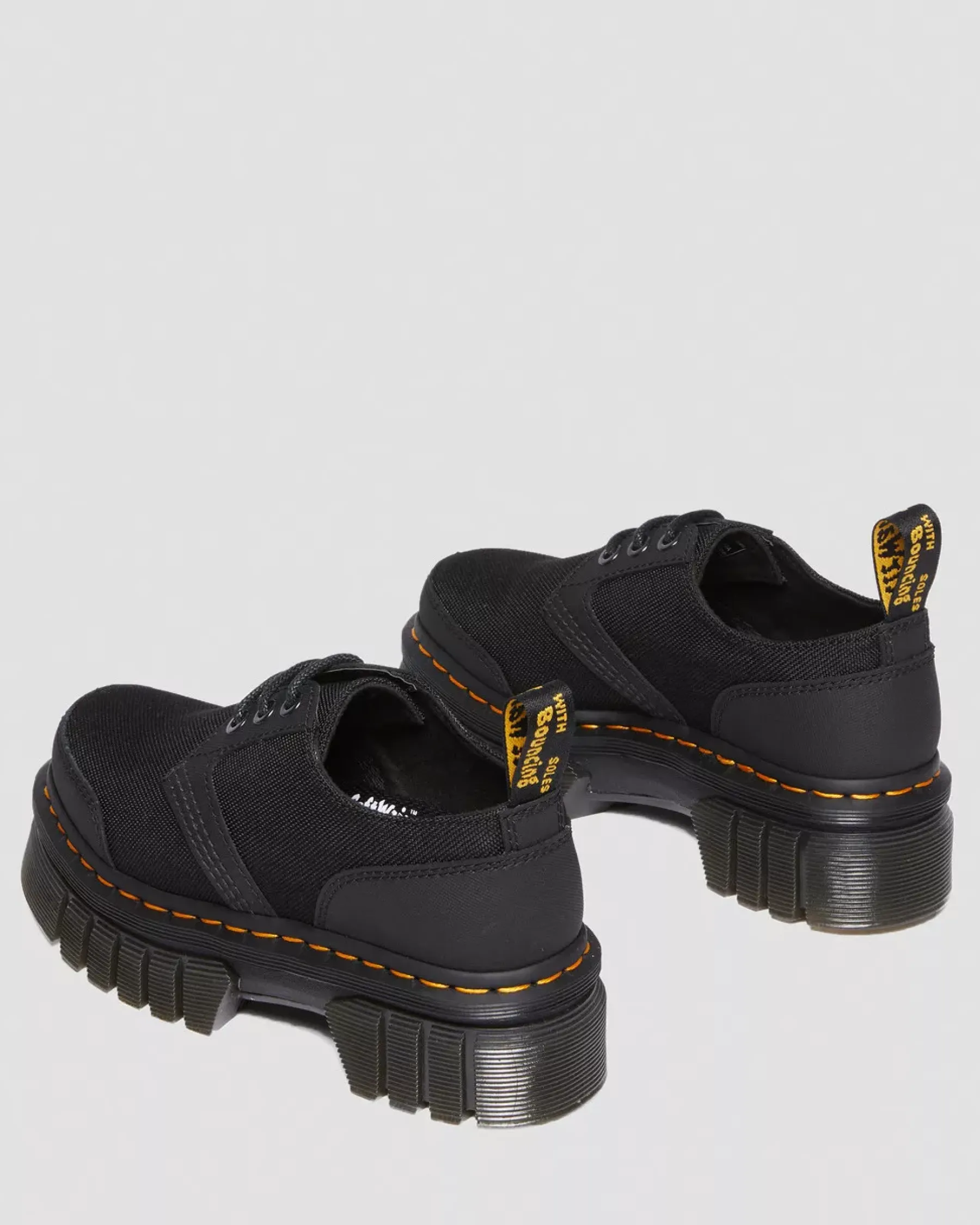 Oxfords|Platforms>Dr. Martens Audrick Poly & Leather Platform Shoes Black — Ajax+Extra Tough 50/50