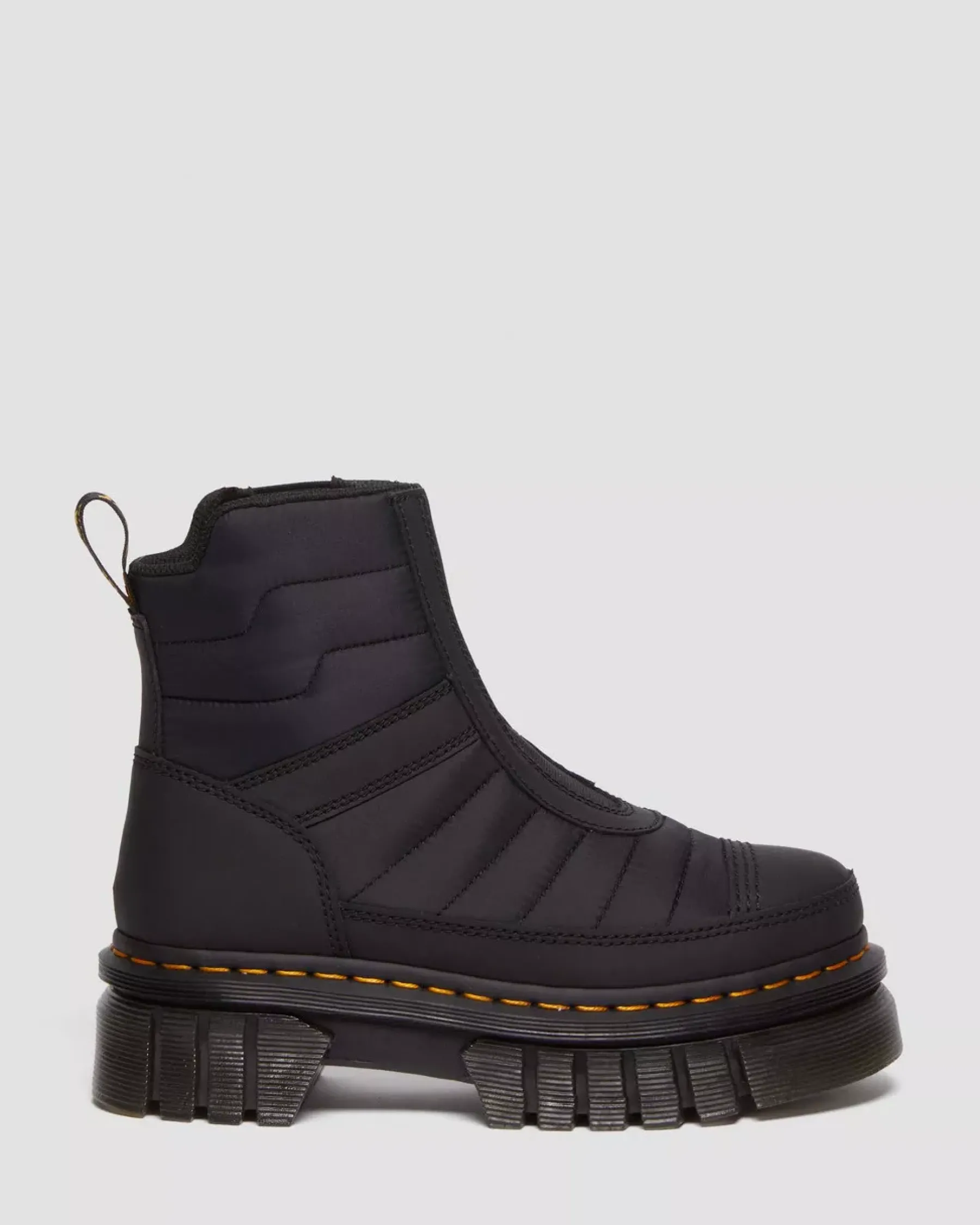 Platform Boots|Winter Boots>Dr. Martens Audrick Quilted Platform Chelsea Boots BLACK — Rubberised Leather+Warm Quilted