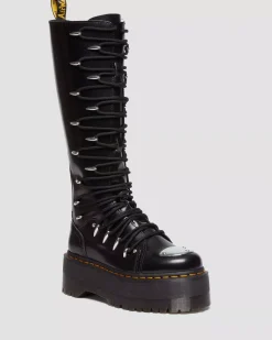 Sale|Platform Boots>Dr. Martens 1B60 Max Lace Up Knee High Platform Boots Black — Buttero