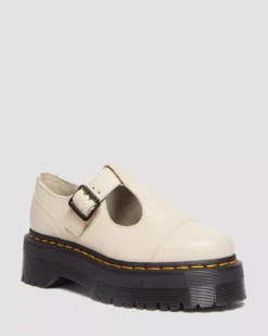 Sale|Platform Shoes>Dr. Martens Bethan Pisa Leather Platform Mary Jane Shoes Parchment Beige — Pisa