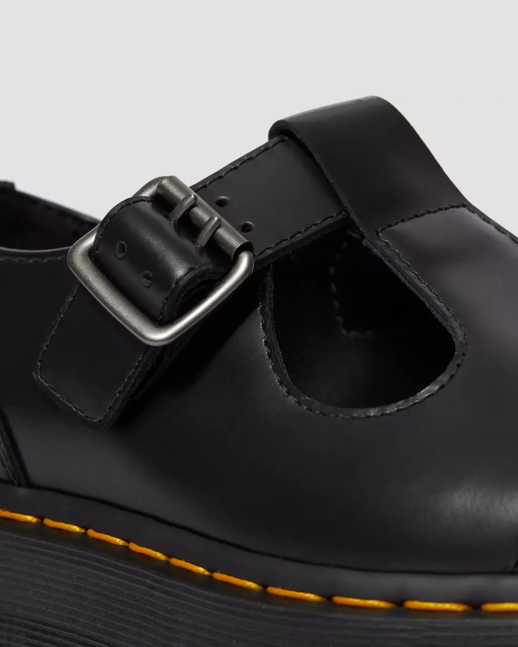 Bestsellers|Platform Shoes>Dr. Martens Bethan Polished Smooth Leather Platform Shoes Black — Polished Smooth