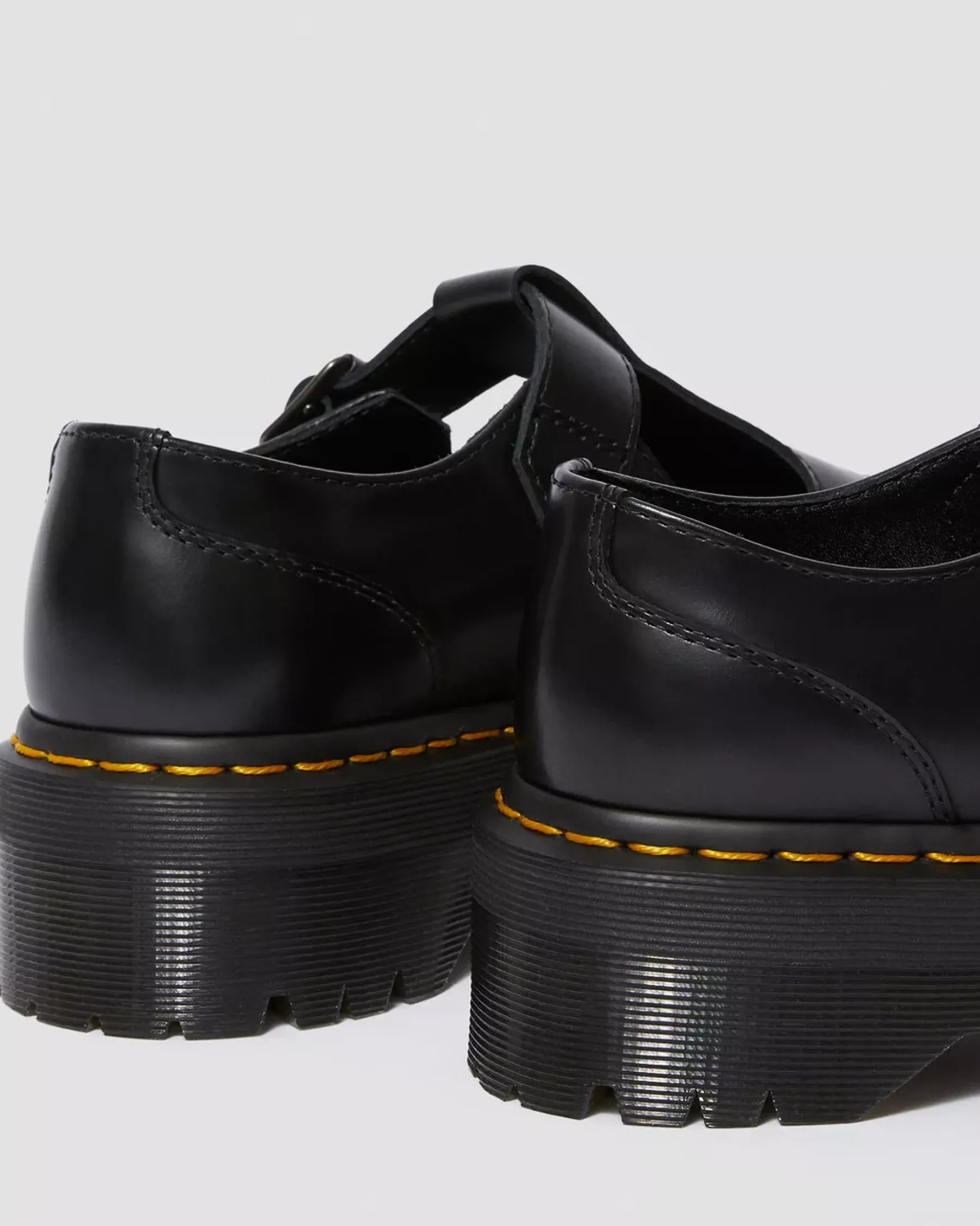 Bestsellers|Platform Shoes>Dr. Martens Bethan Polished Smooth Leather Platform Shoes Black — Polished Smooth