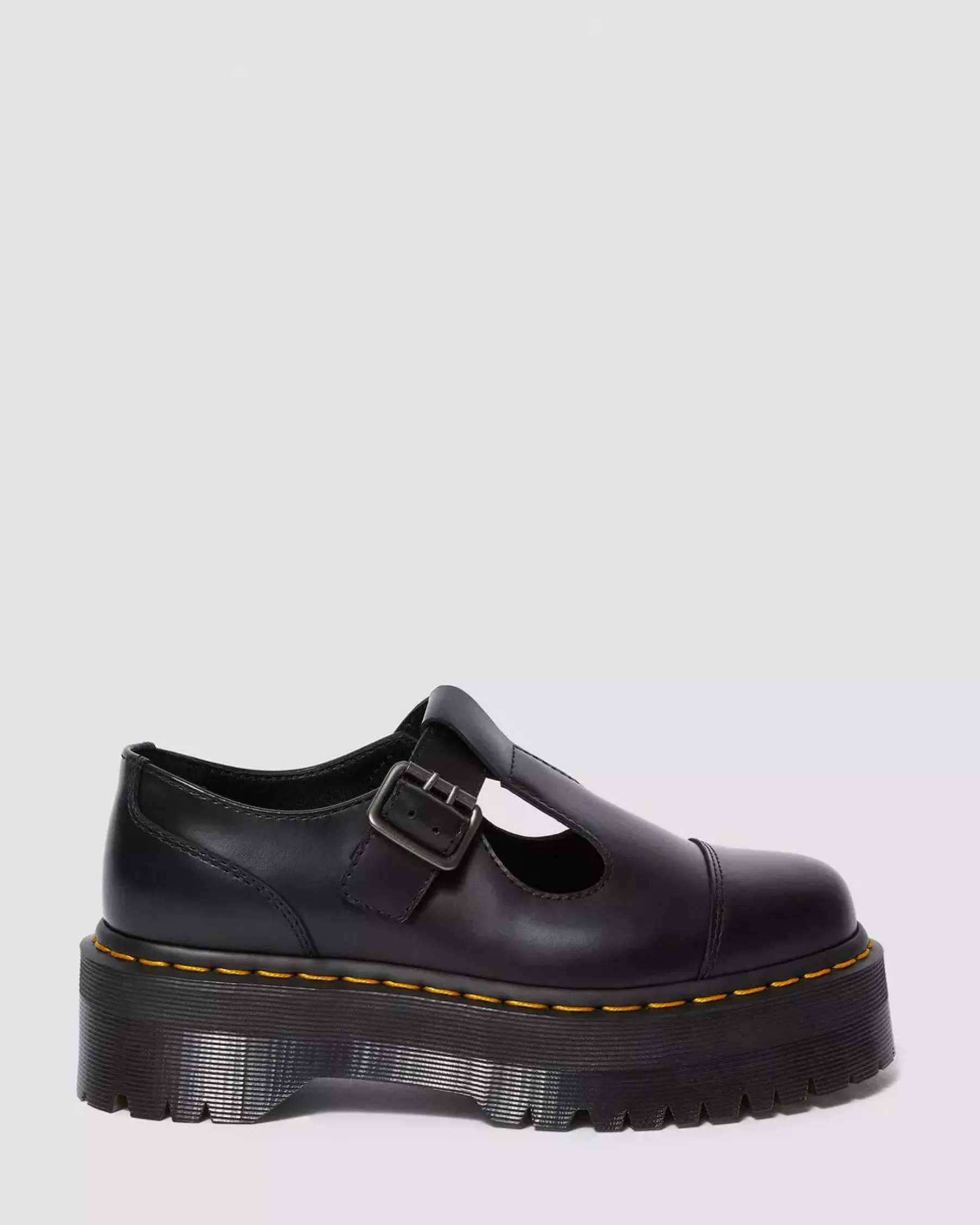 Bestsellers|Platform Shoes>Dr. Martens Bethan Polished Smooth Leather Platform Shoes Black — Polished Smooth