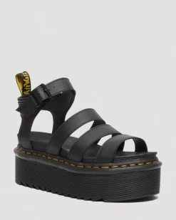 Bestsellers|Platform Sandals>Dr. Martens Blaire Hydro Leather Platform Strap Sandals Black — Hydro Leather