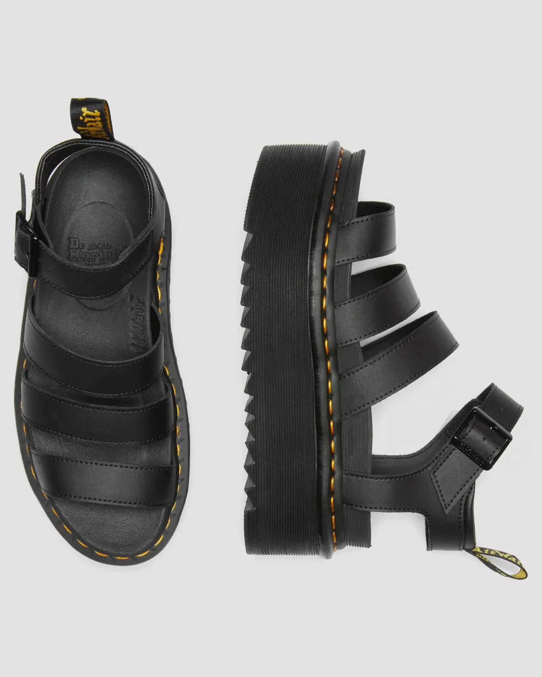 Bestsellers|Platform Sandals>Dr. Martens Blaire Hydro Leather Platform Strap Sandals Black — Hydro Leather